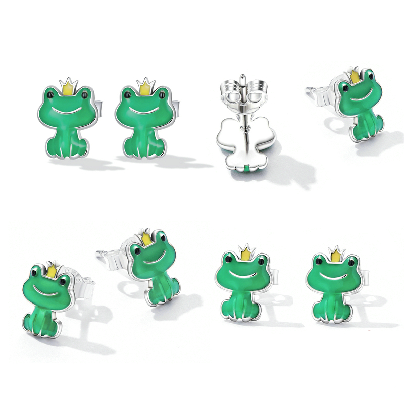 Green Frog Earrings