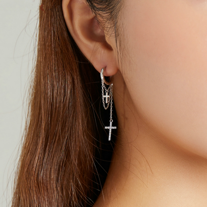 Cross Pendant Hoop Earrings