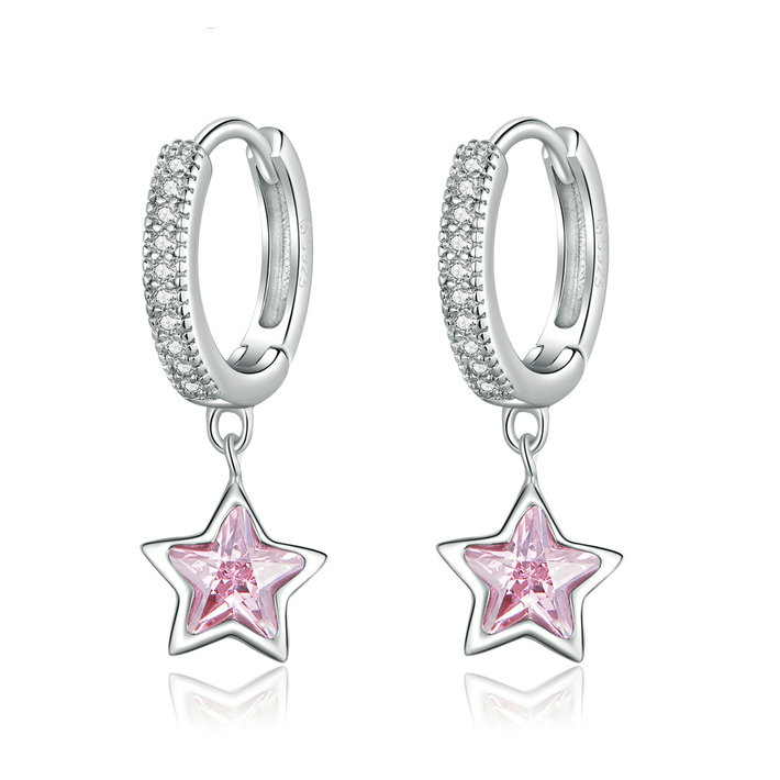 Star Pendant Hoop Earrings