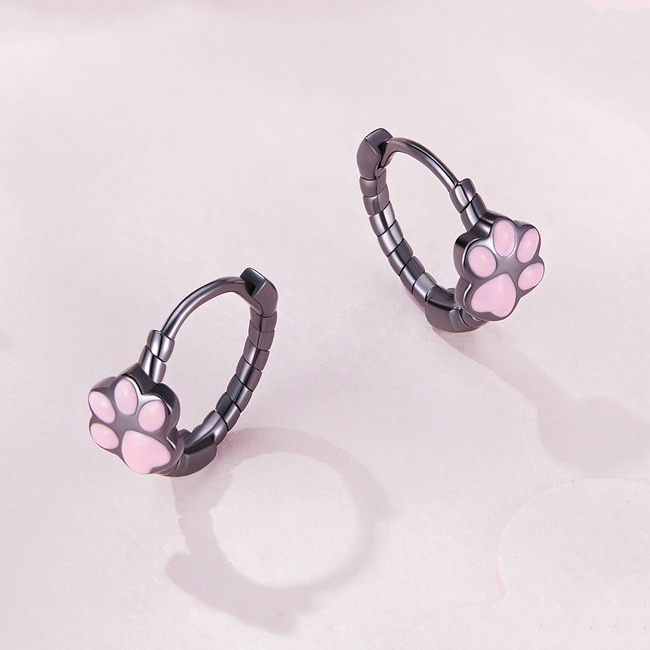 Cat Paw Hoop Earrings