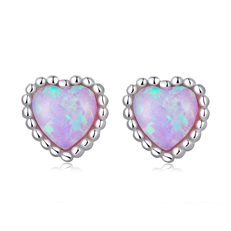 Opal Heart Earrings