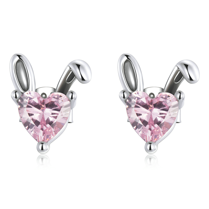 Rabbit Earrings with Hearts