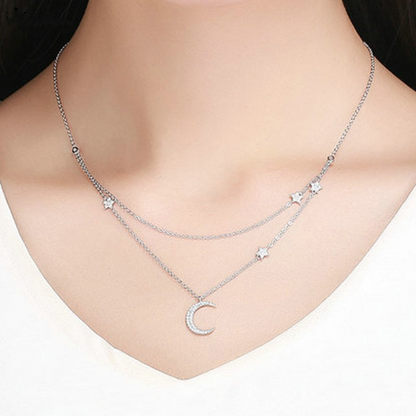 Double Moon and Stars Necklace