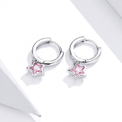 Star Pendant Hoop Earrings