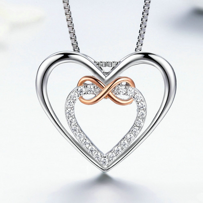 Double Heart Necklace with Infinity