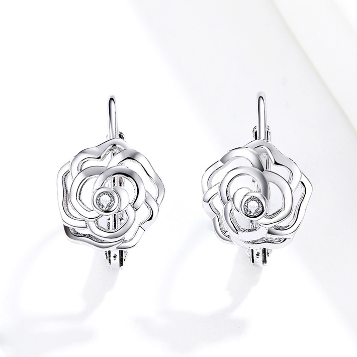 Rose Hoop Earrings