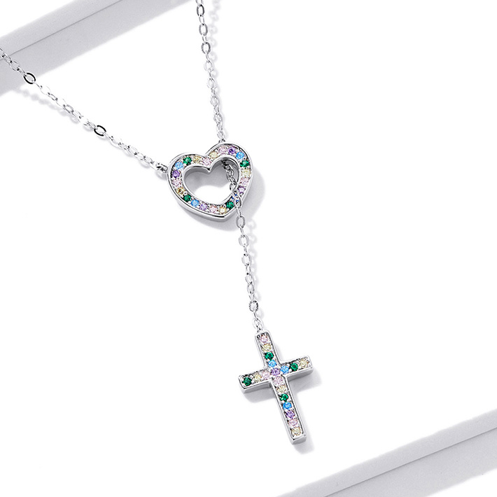 Heart Necklace with Cross