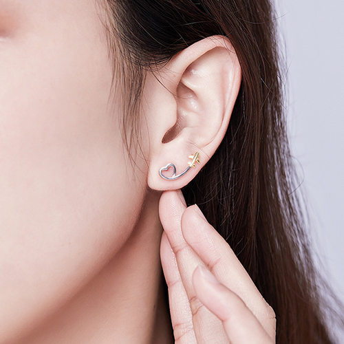 Heart Earrings with Airplanes