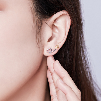 Heart Earrings with Airplanes