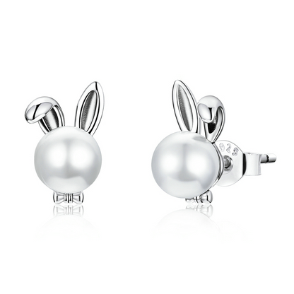 Rabbit Earrings with Pearls