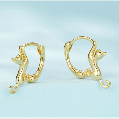 Cat Hoop Earrings