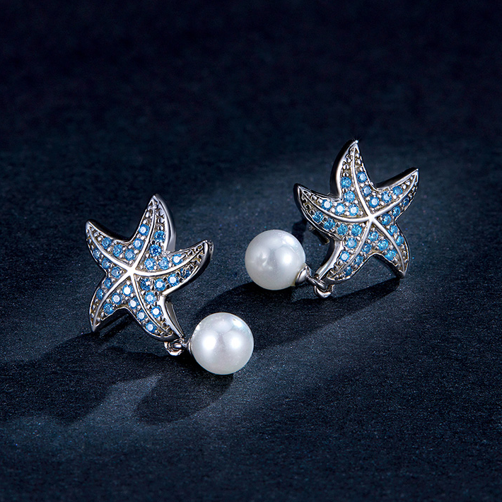 Starfish Earrings with Pearls