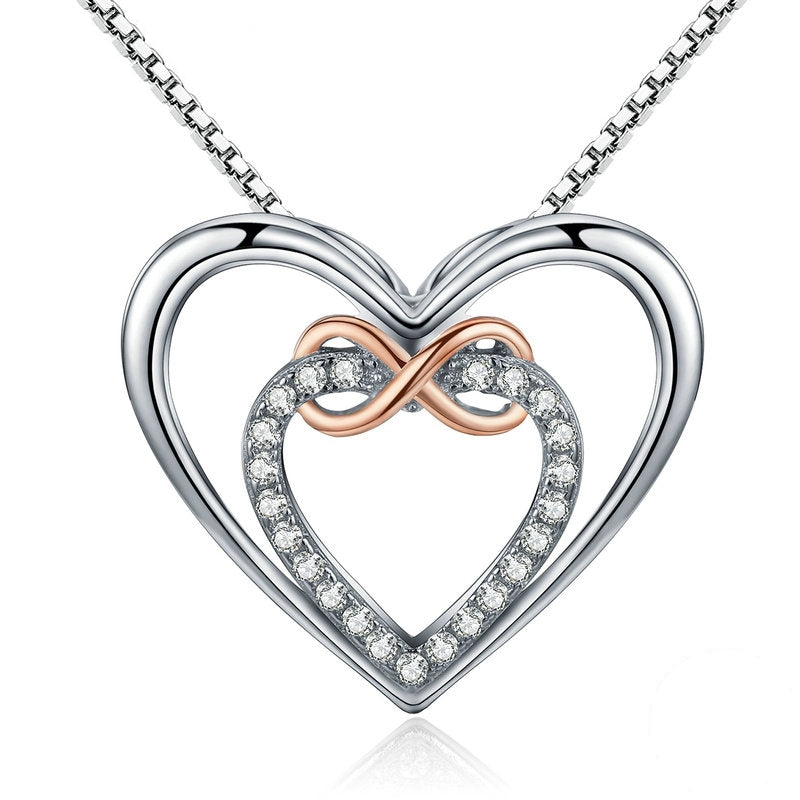 Double Heart Necklace with Infinity