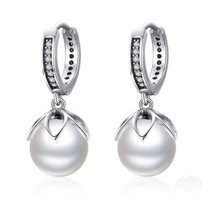 Pearl Pendant Hoop Earrings