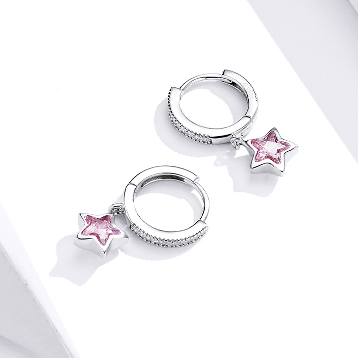 Star Pendant Hoop Earrings