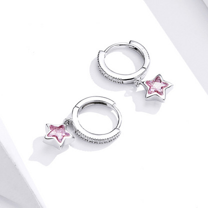 Star Pendant Hoop Earrings