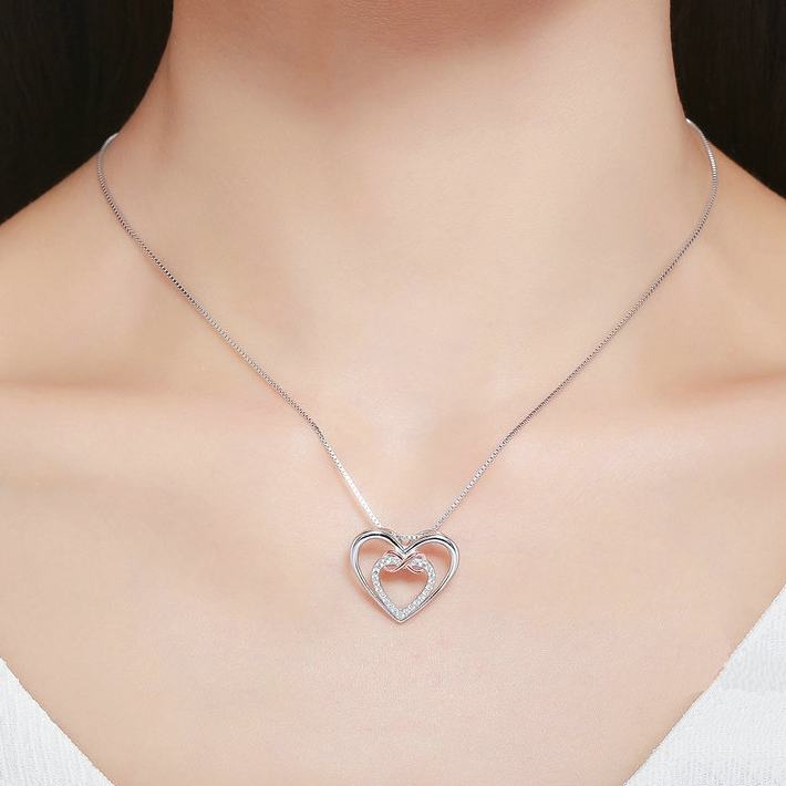 Double Heart Necklace with Infinity