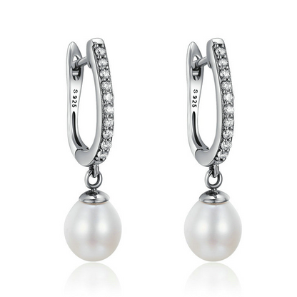 Pearl Pendant Hoop Earrings