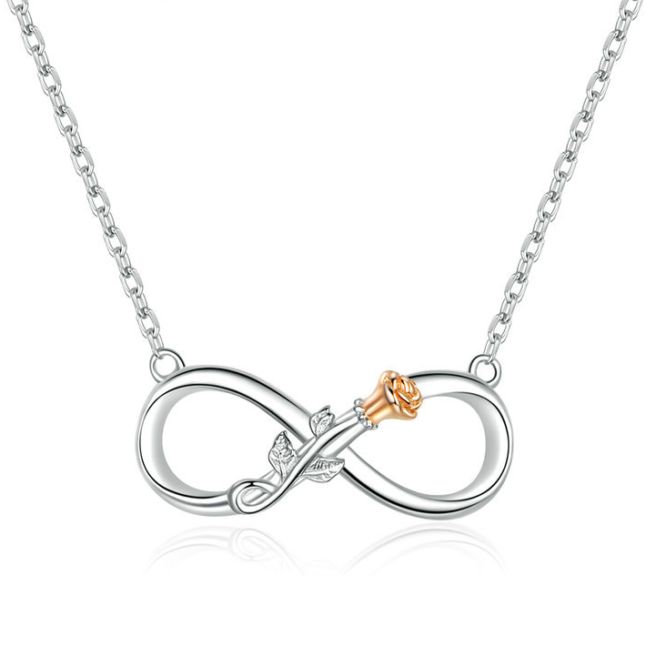 Infinity Necklace with Rose