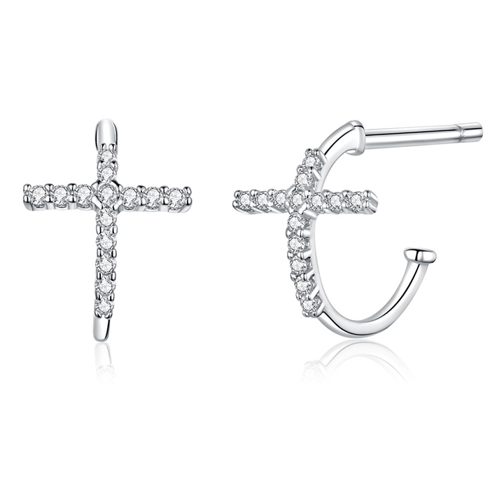 Hoop Earrings with Cross