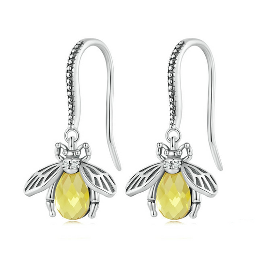 Bee Pendant Hoop Earrings