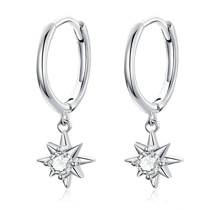 Star Pendant Hoop Earrings