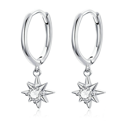 Star Pendant Hoop Earrings