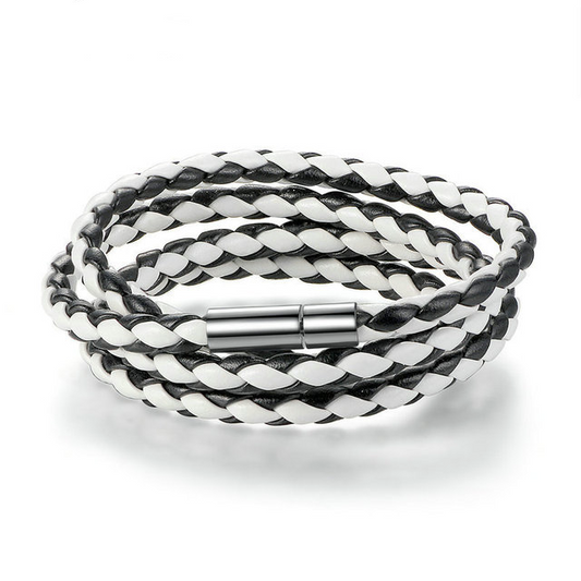 Black and White Leather Bracelet