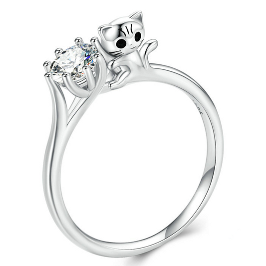 Solitaire Ring with Cat