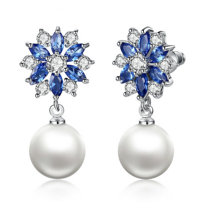 Snowflake Earrings with Pearls