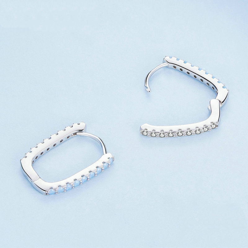 Two-Tone Rectangle Hoop Earrings