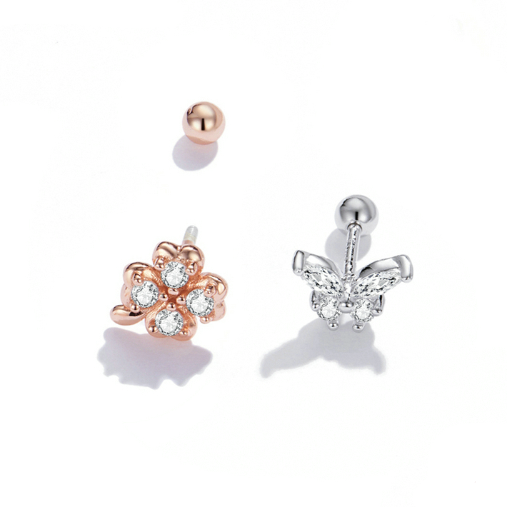 Butterfly and Four-Leaf Clover Earrings