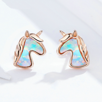 Unicorn Earrings with Opals