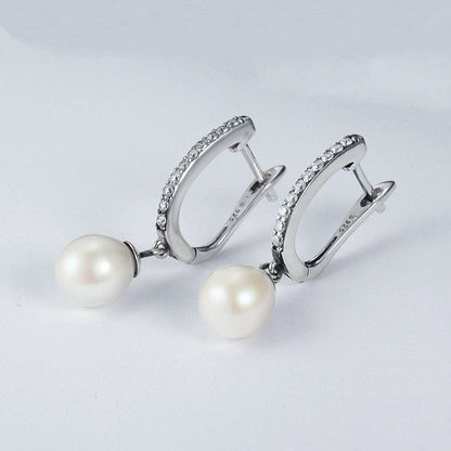 Pearl Pendant Hoop Earrings