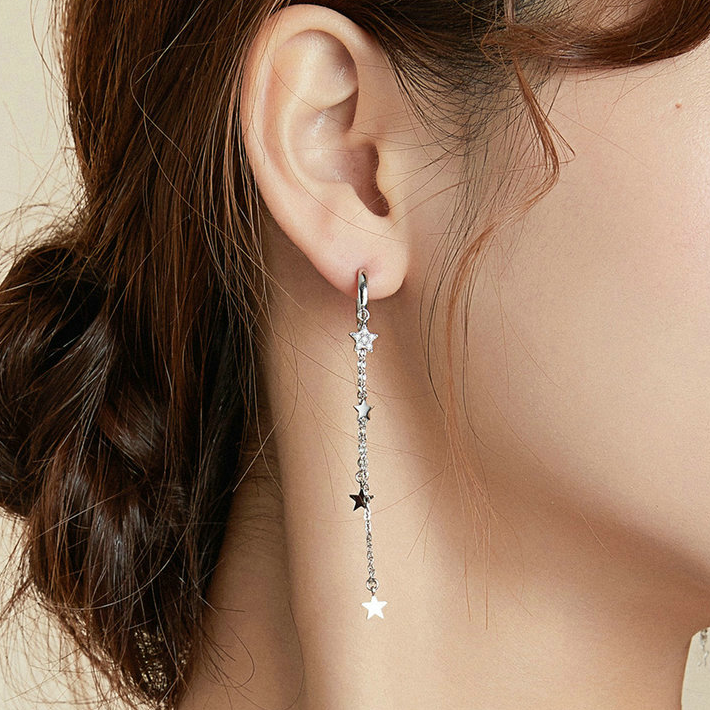 Star Pendant Hoop Earrings