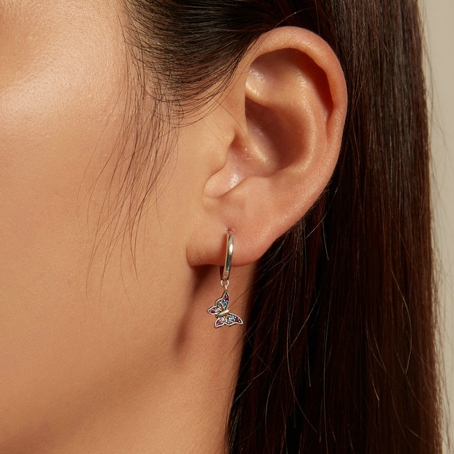 Dangling Butterfly Hoop Earrings