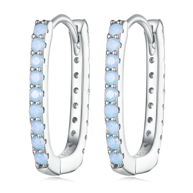 Two-Tone Rectangle Hoop Earrings