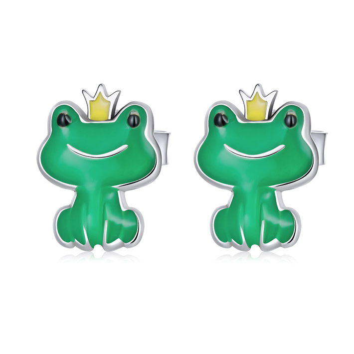 Green Frog Earrings