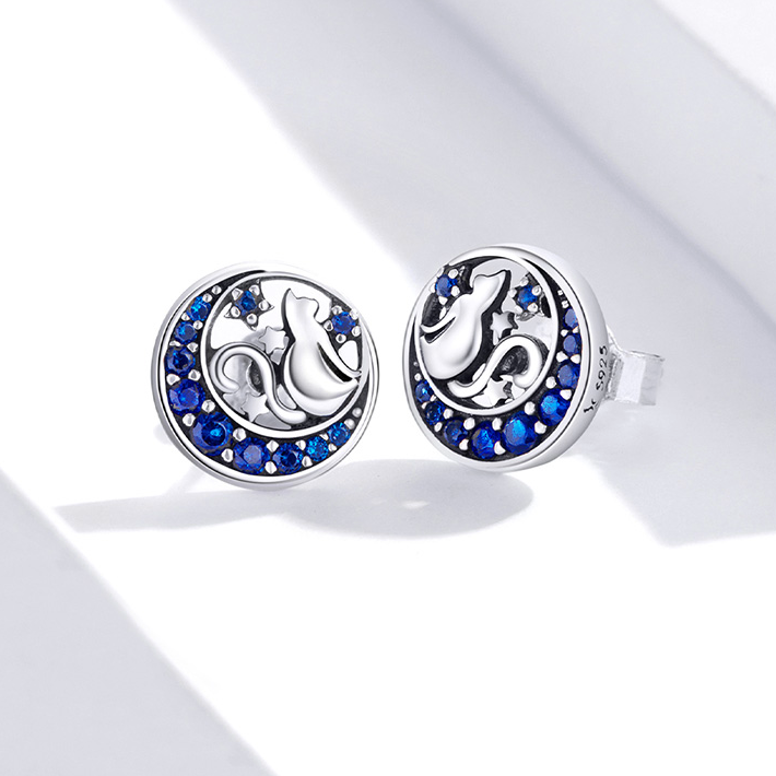 Cat Earrings on the Moon