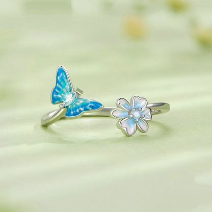 Butterfly Ring with Flower