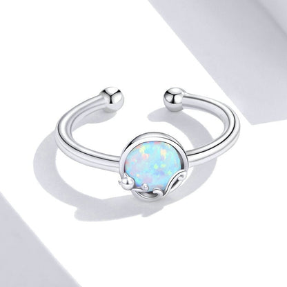 Opal Ring with Dreaming Cat