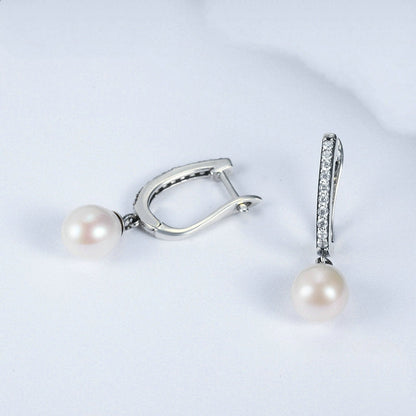 Pearl Pendant Hoop Earrings