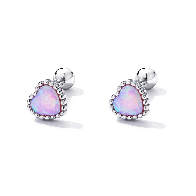 Opal Heart Earrings