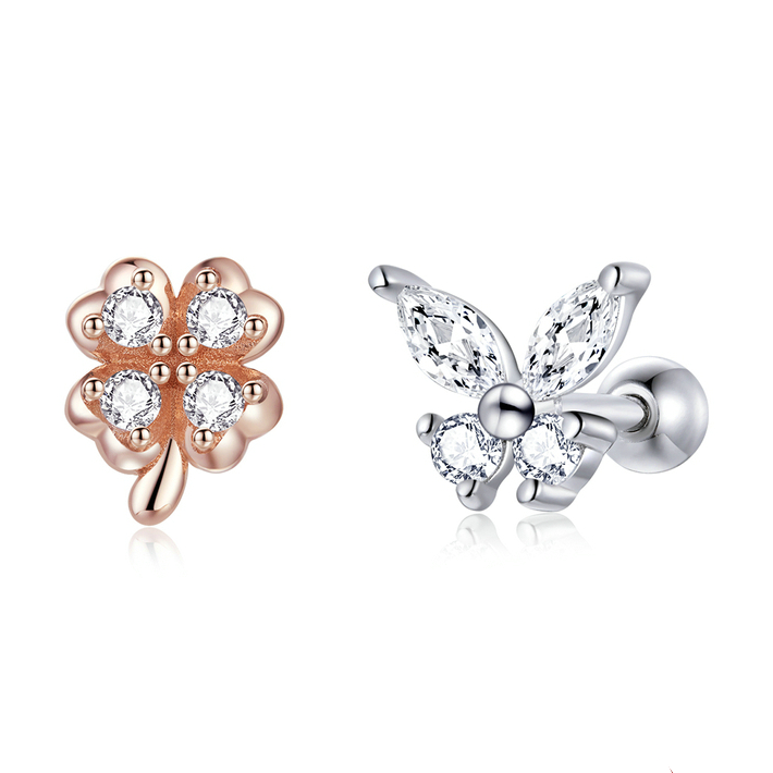 Butterfly and Four-Leaf Clover Earrings