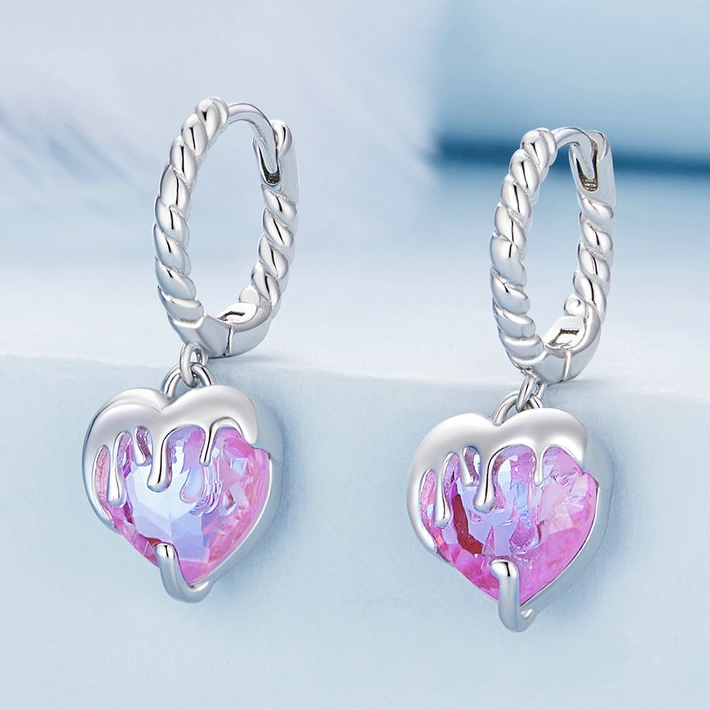 Heart Pendant Hoop Earrings