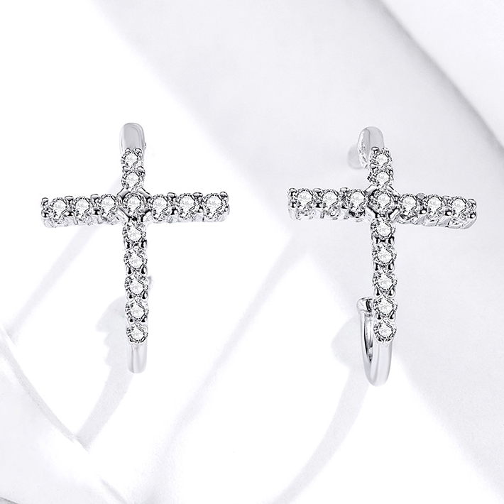 Hoop Earrings with Cross