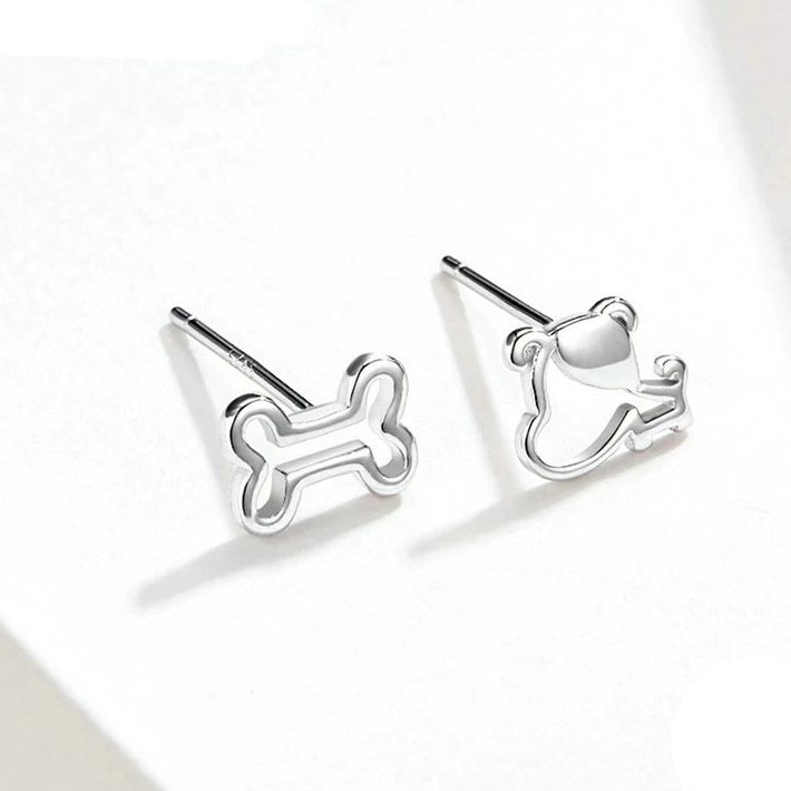 Dog Earrings with Bone