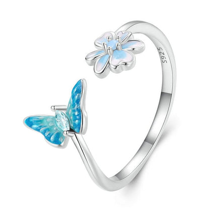 Butterfly Ring with Flower