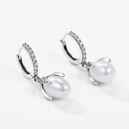 Pearl Pendant Hoop Earrings