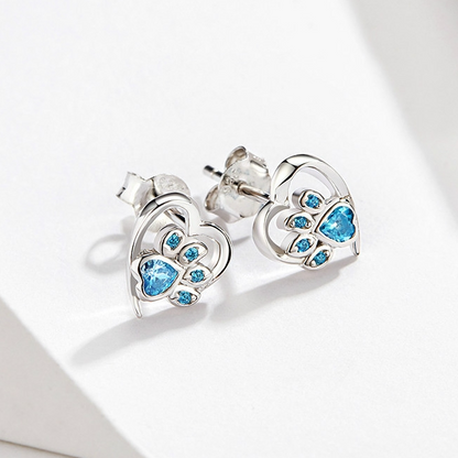 Heart Earrings with Paw